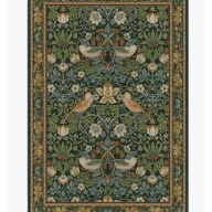 Ruggable Strawberry Thief Indigo Rug 5x7 Tufted With Built In Pad New