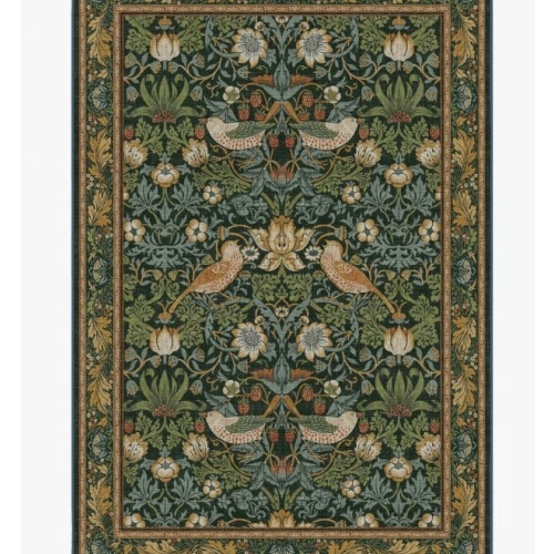 Ruggable Strawberry Thief Indigo Rug 5x7 Tufted With Built In Pad New