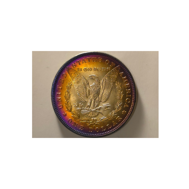 GEM BU Frosty Monster Toned 1879-S Morgan Dollar Bullseye Target Toning