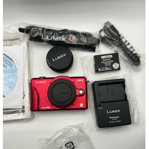 Red Panasonic Lumix Dmc- Gf2c With prime 14mm lens kit