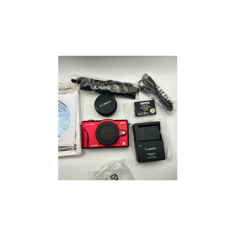 Red Panasonic Lumix Dmc- Gf2c With prime 14mm lens kit