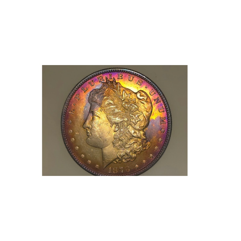 GEM BU Frosty Monster Toned 1879-S Morgan Dollar Bullseye Target Toning