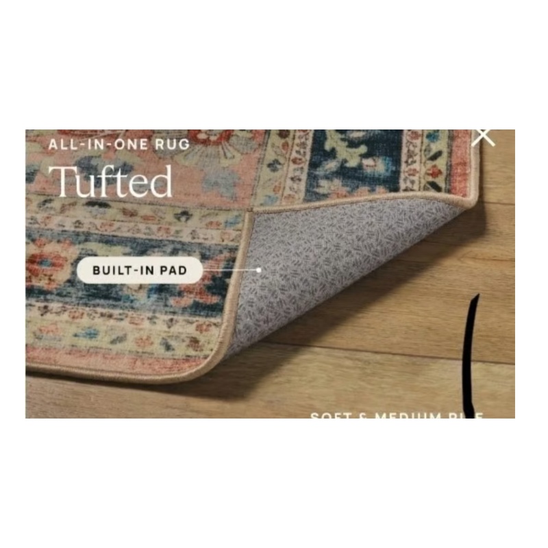 Ruggable Strawberry Thief Indigo Rug 5x7 Tufted With Built In Pad New